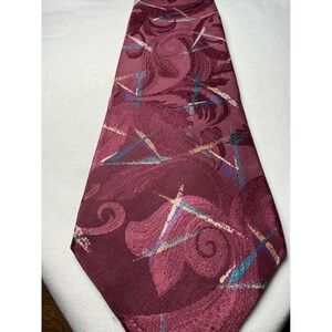 Botany 500 Classic Burgundy Red Geometric Pattern‎ Silk Blend Necktie